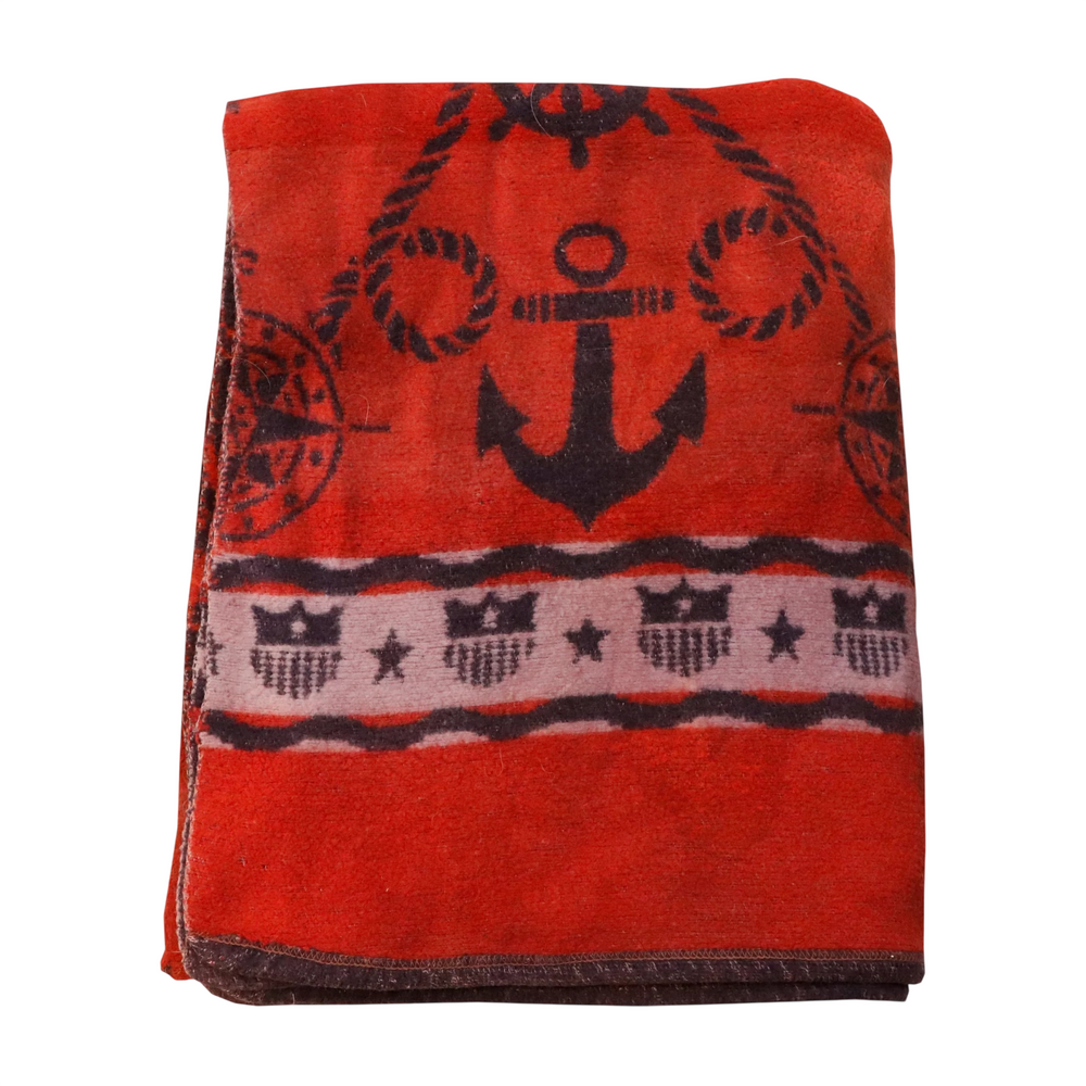 Vintage Nautical Navy Camp Blanket 40s